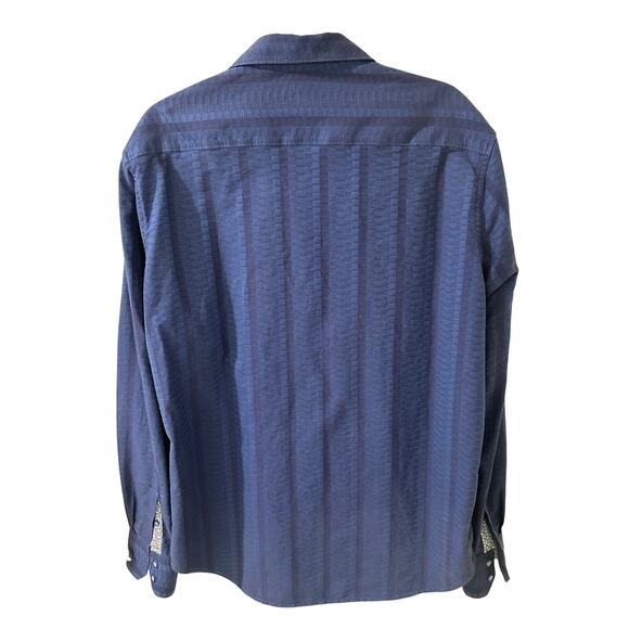 Robert Graham Woven Button Up Long Sleeve Shirt Blue Striped, size L - Picture 9 of 9